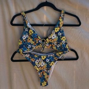 Shein Bathing suit size small! Blue with yellow and white flowers.